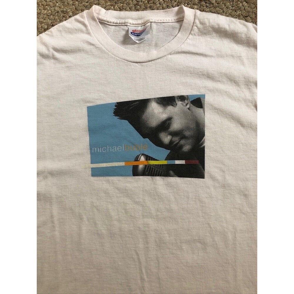 Michale‎ Buble' White Medium T Shirt Hanes Heaveyweight